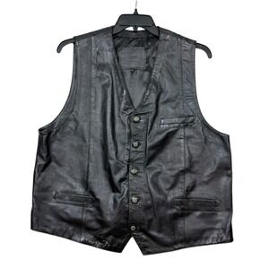 Boutique of Leathers Men's Black Classic Leather Motorcycle Vest Size XL